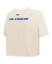 Pro Standard Women's Cream Los Angeles Lakers Retro Striper Sj Cropped Boxy T-Shirt