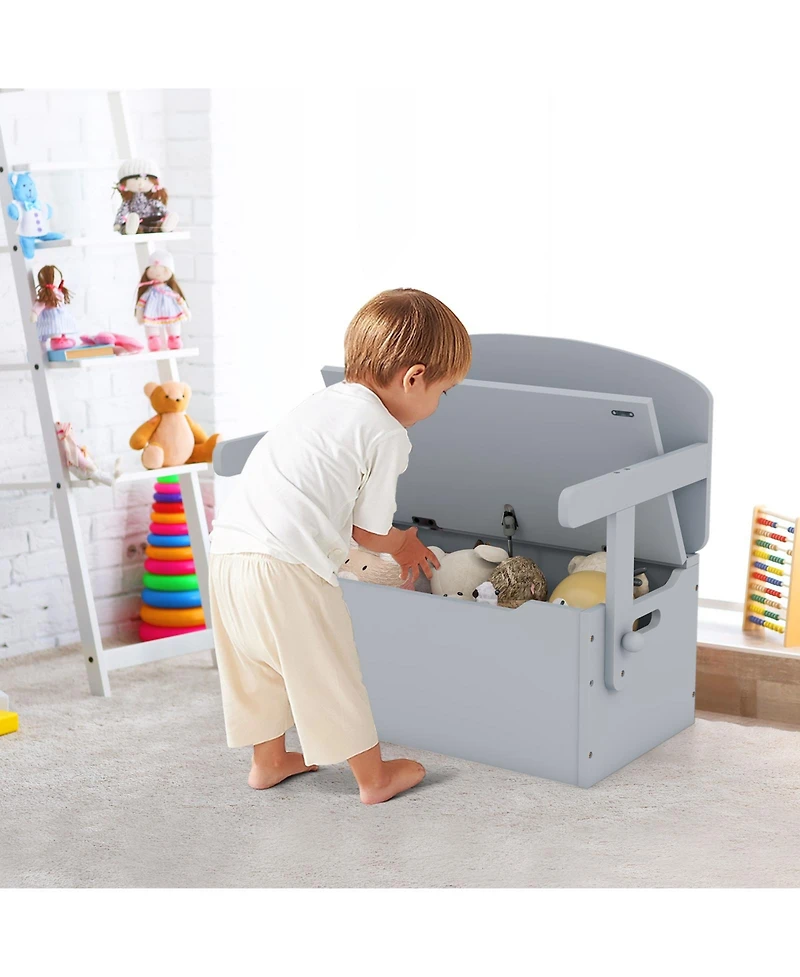 Slickblue 3-in-1 Kids Convertible Storage Bench Wood Activity Table and Chair Set