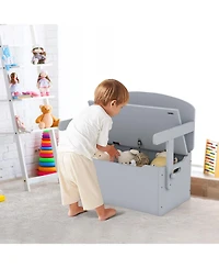 Slickblue 3-in-1 Kids Convertible Storage Bench Wood Activity Table and Chair Set