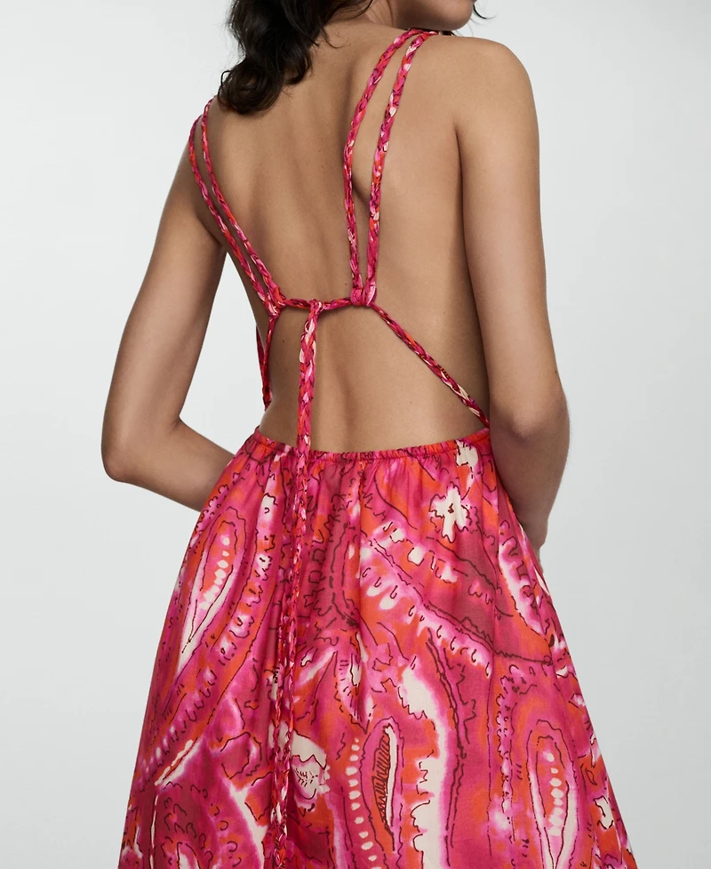 Mango Women's Double Straps Printed Dress