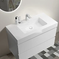 Streamdale Glossy White Integrated Solid Surface Basin