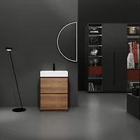 Streamdale 24" Modern Bathroom Vanity with Single Sink, Double Drawer, Brown