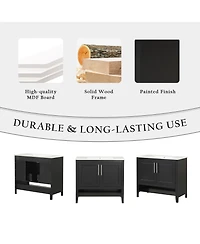 36" Black Bathroom Vanity with Sink, Mdf Cabinet with Doors & Drawers