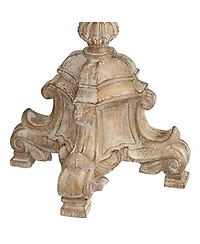 Barnes and Ivy Duval Country Cottage Floor Lamp 63 1/2" Tall Distressed Faux Wood Candlestick Crystal Glass Beading Cream Bell Shade for Living R