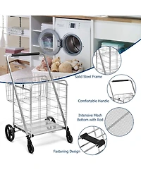 Sugift Heavy Duty Folding Utility Shopping Double Cart