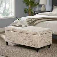 Streamdale Furniture French Script Linen Storage Ottoman