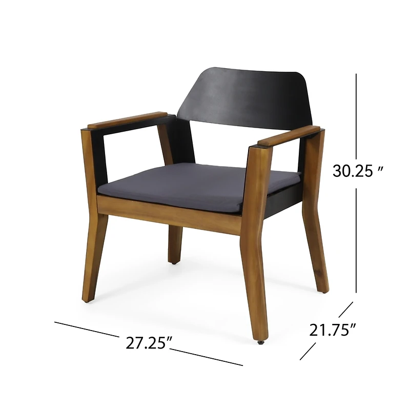 Streamdale Acacia Wood Club Chairs With Cushions (Set Of 2)