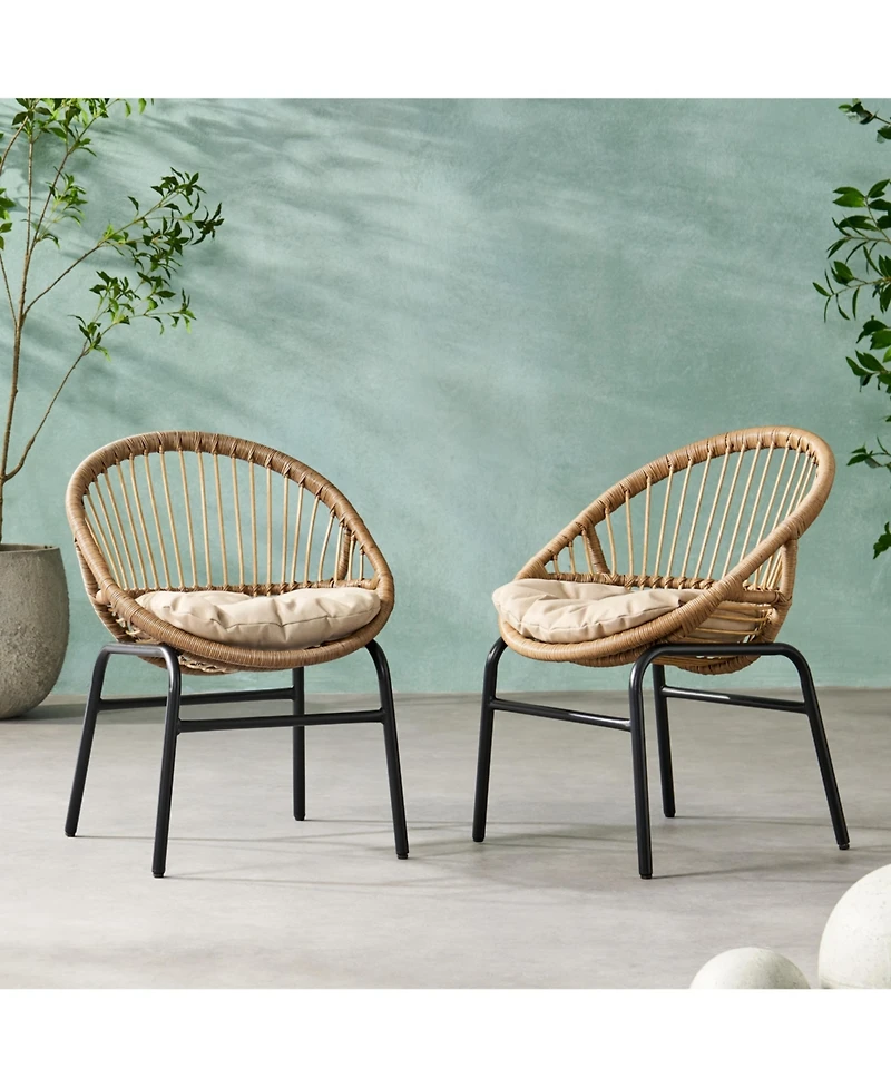 Simplie Fun Wicker Dining Chairs With Cushions (Set Of 2)