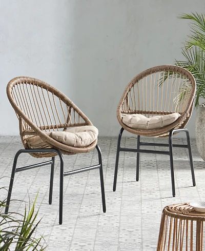 Simplie Fun Wicker Dining Chairs With Cushions (Set Of 2)