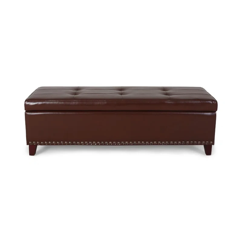 Streamdale Furniture Baltimore Contemporary Tufted Storage Ottoman With Nailhead Trim