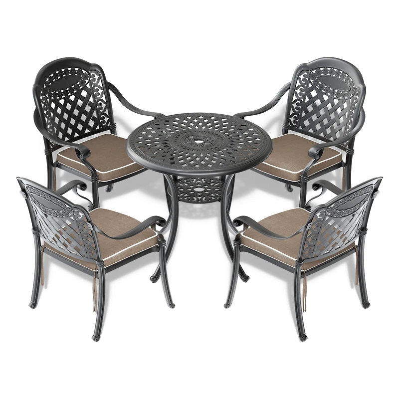 Streamdale 5-Piece Cast Aluminum Patio Set with Cushions