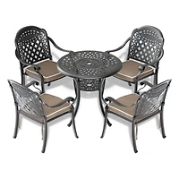 Streamdale 5-Piece Cast Aluminum Patio Set with Cushions