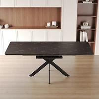 Streamdale Furniture Extendable Black Dining Table: Modern Mid-Century Kitchen Table for 8-10