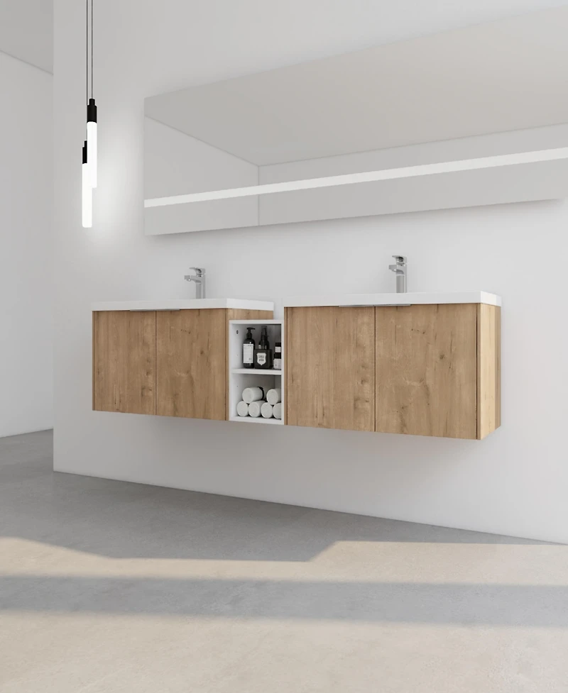 Streamdale Furniture Wall-Mounted Vanity with Soft-Close Doors and Storage Shelves