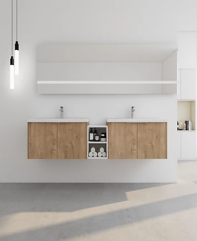 Streamdale Furniture Wall-Mounted Vanity with Soft-Close Doors and Storage Shelves