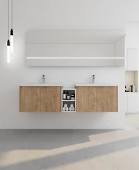 Streamdale Furniture Wall-Mounted Vanity with Soft-Close Doors and Storage Shelves