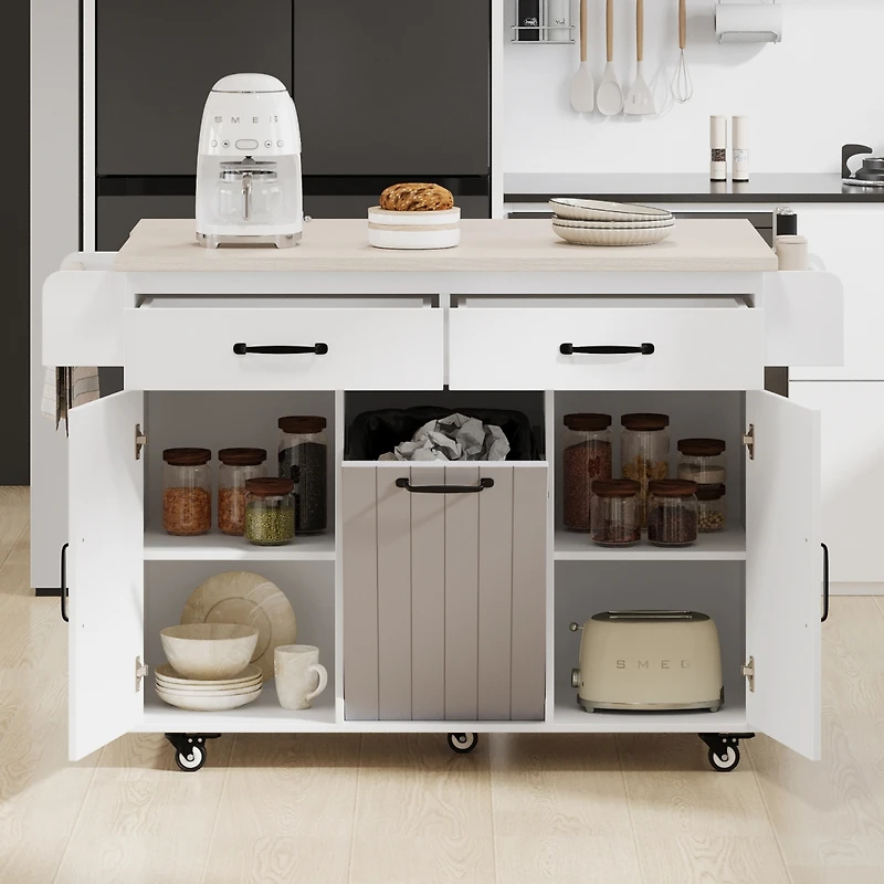 Streamdale Multipurpose Kitchen Island with Tilt-Out Trash Can