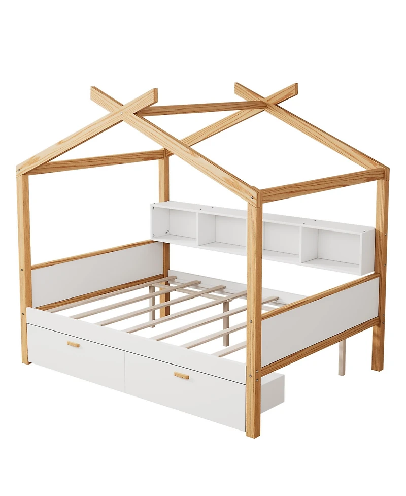 Streamdale Whimsical House Bed with Drawers and Bookshelves