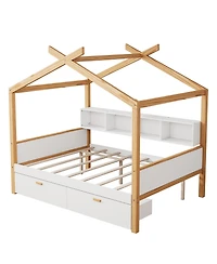 Streamdale Whimsical House Bed with Drawers and Bookshelves