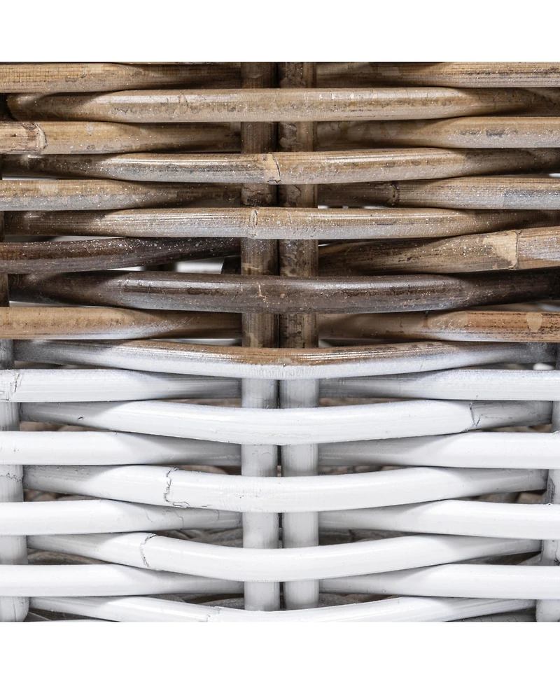 Jonathan Y Ternion Cottage Hand-Woven Rattan Nesting Baskets with Handles, Kubu Gray/White (Set of 3)