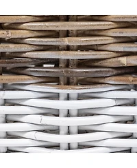 Jonathan Y Ternion Cottage Hand-Woven Rattan Nesting Baskets with Handles, Kubu Gray/White (Set of 3)