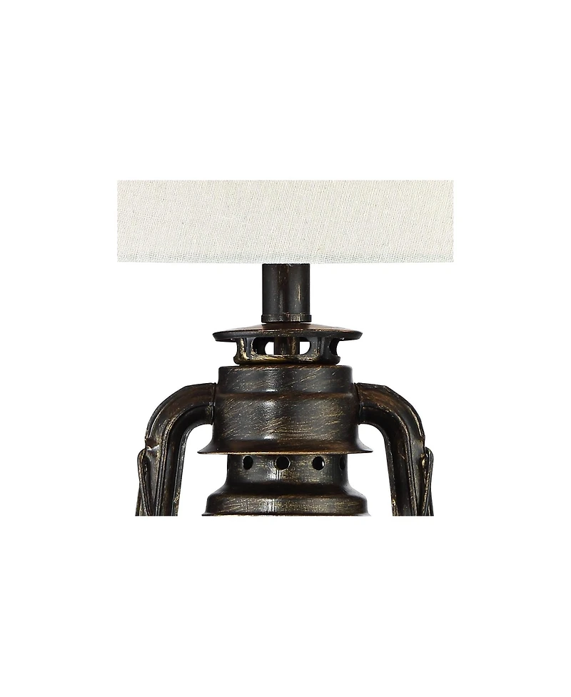 Murphy Industrial Rustic Accent Table Lamp 23" High with Dimmer Weathered Bronze Clear Glass Oatmeal Fabric Drum Shade for Bedroom Living Room Ho