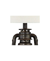 Murphy Industrial Rustic Accent Table Lamp 23" High with Dimmer Weathered Bronze Clear Glass Oatmeal Fabric Drum Shade for Bedroom Living Room Ho