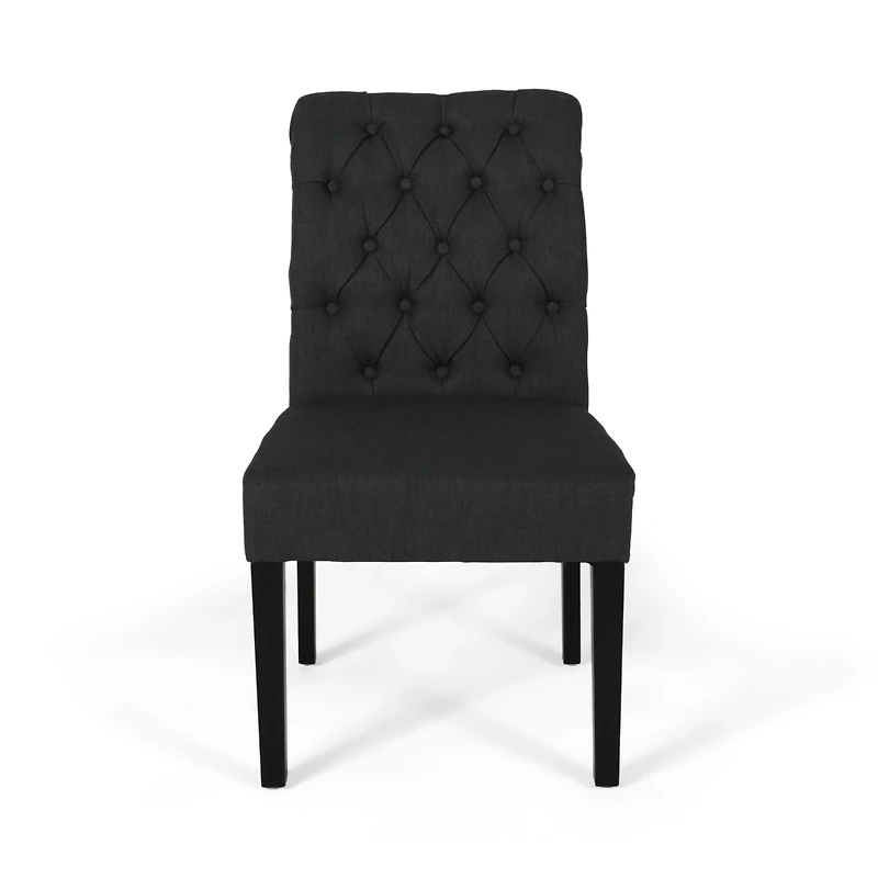 Streamdale Ivory Linen Tufted Rolltop Dining Chairs (Set Of 2)
