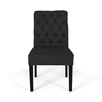 Streamdale Ivory Linen Tufted Rolltop Dining Chairs (Set Of 2)