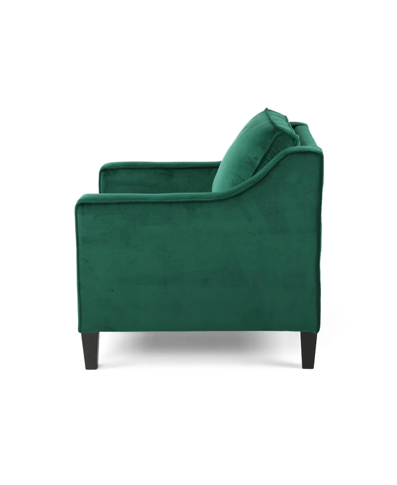 Plush Velvet Upholstered Sofa With Tufted Cushions And Gold Legs