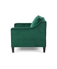 Plush Velvet Upholstered Sofa With Tufted Cushions And Gold Legs