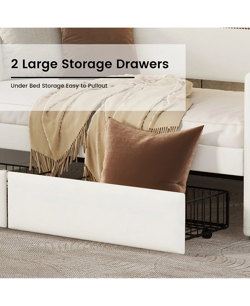 Streamdale Twin Daybed with Drawers, Charging Station, Led Lights, and Storage