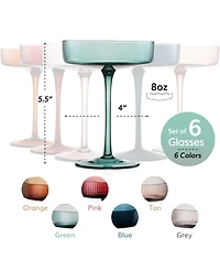 The Wine Savant Colored Classic Art Deco Coupe Glasses Set of 6
