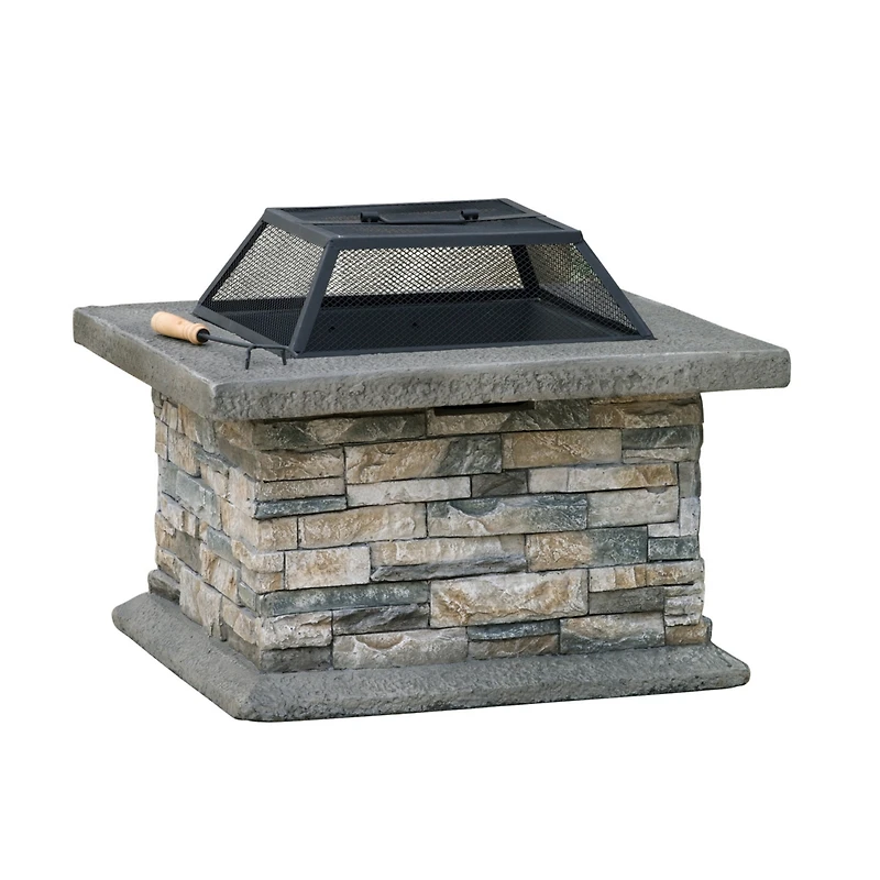 Streamdale 28" Square Fire Pit With Iron Shield