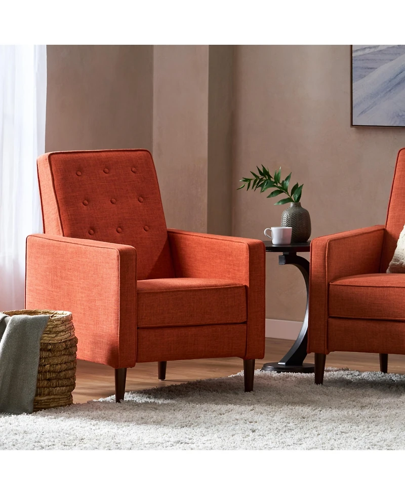Streamdale Mid-Century Modern Button-Tufted Recliner With Beech Wood Legs