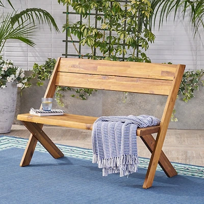 Streamdale Sandblast Acacia Wood Bench With Reclining Backrest