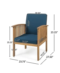 Simplie Fun Acacia Wood Club Chairs With Teal Cushions (Set Of 2)