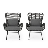 Streamdale Modern Rattan Chair With Curved Seating And Cozy Cushions