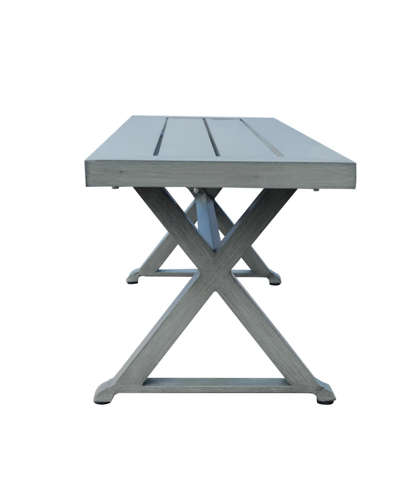 Streamdale Modern Aluminum Outdoor Dining Bench, Dark Gray