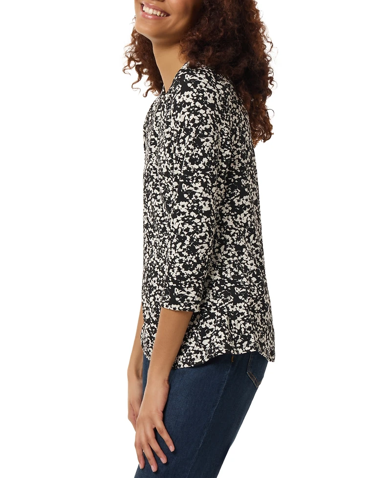 Jones New York Petite Floral-Print 3/4-Sleeve Top