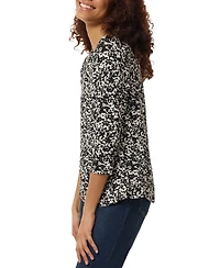 Jones New York Petite Floral-Print 3/4-Sleeve Top