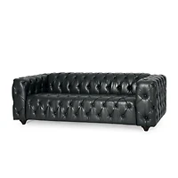 Streamdale Furniture 3-Seat Sofa: Button-Tufted, Solid Wood Legs, Pu Fabric