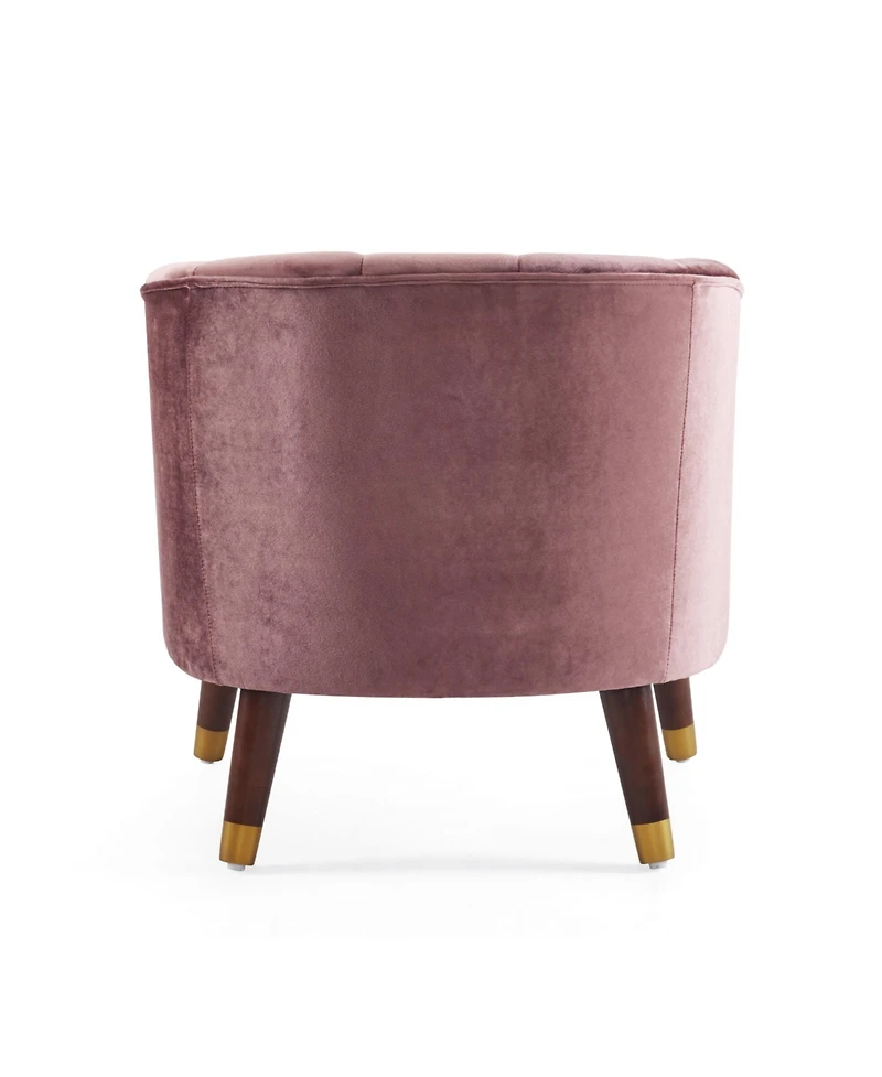 Streamdale Stylish Velvet Barrel Accent Chair with Sturdy Legs