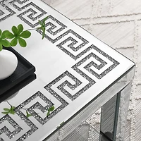 Simplie Fun Art Deco Mirror Coffee Table: Silver Mirror Glass with Diamond Edge Frame