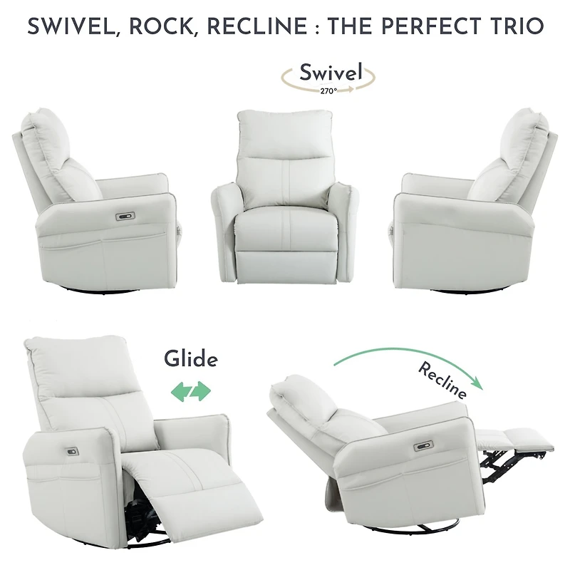 Streamdale 270 Power Swivel Glider Recliner with Usb Ports