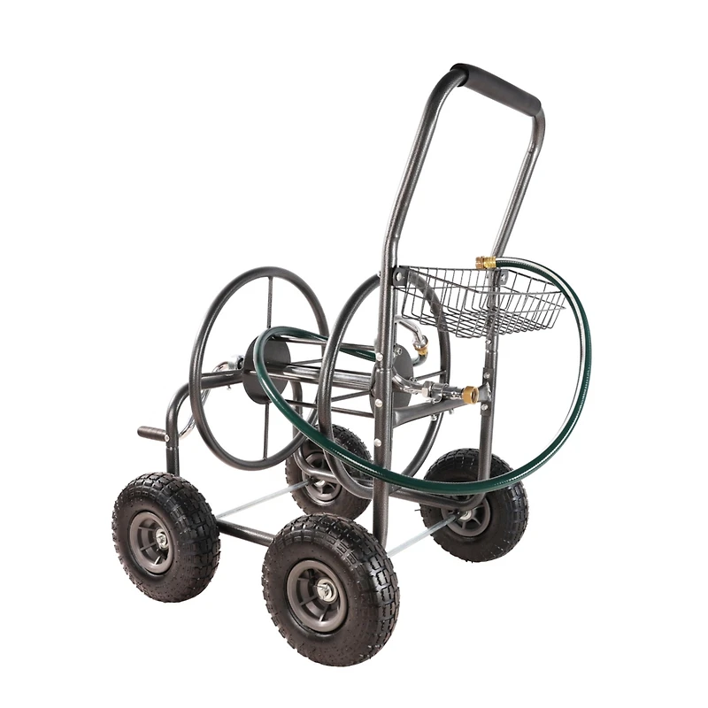 Streamdale 4-Wheel Garden Hose Reel Cart with Basket