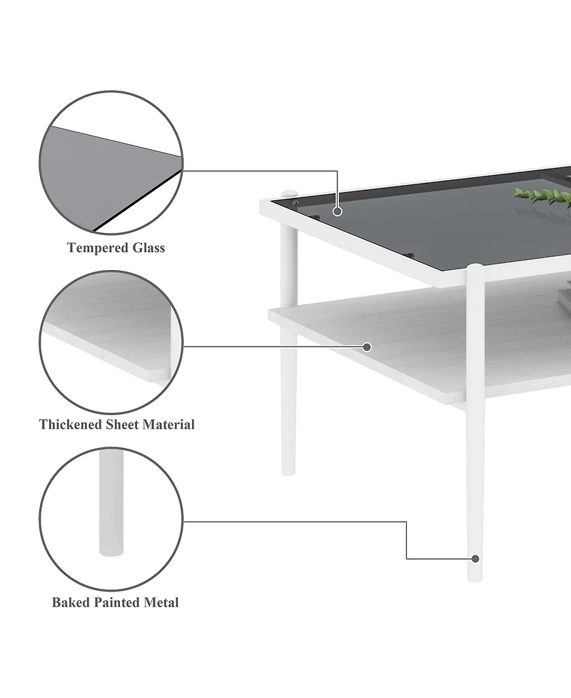 Modern Glass Coffee Table with White Legs
