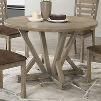 Simplie Fun Modern Farmhouse Round Dining Table, 45.7", Rustic Grayish Brown
