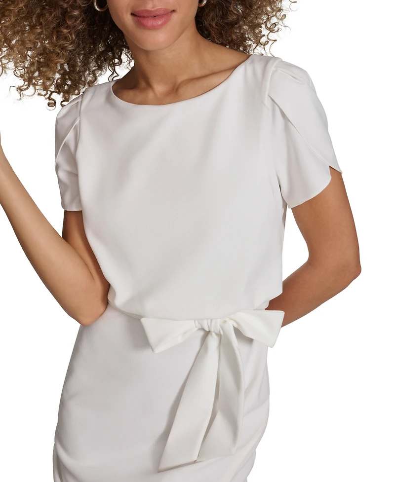 kensie Women's Tulip-Sleeve Tie-Waist Sheath Dress
