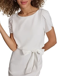 kensie Women's Tulip-Sleeve Tie-Waist Sheath Dress